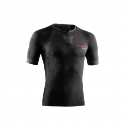 Tricou cu fermoar trail running, Lurbel Zeus Pro, gri închis-roșu