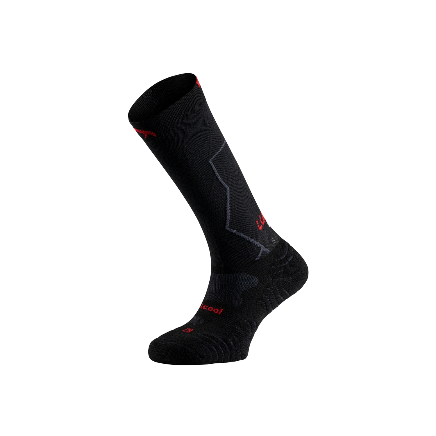 Ciorapi compresivi Trail Running, Lurbel Journey Pro, negru-roșu